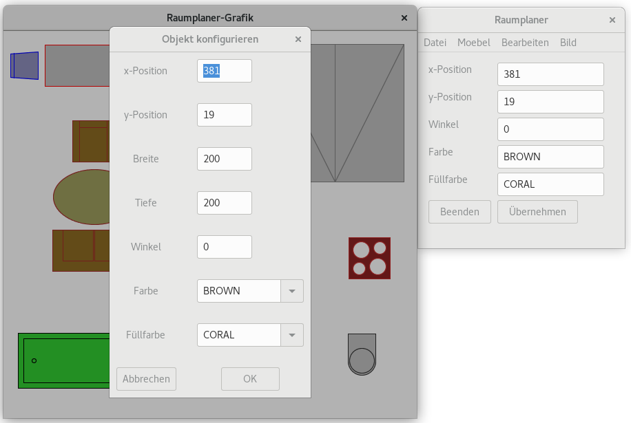 RaumplanerApp mit Konfigurationdialog